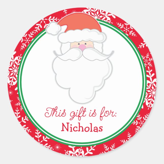 Santa Claus Snowflakes Kids Gift Tag Christmas (Front)