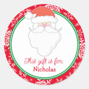 Santa Claus Snowflakes Kids Gift Tag Christmas
