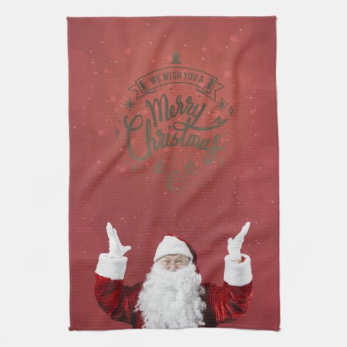 Santa ClausSnowflakesRed  Kitchen Towel