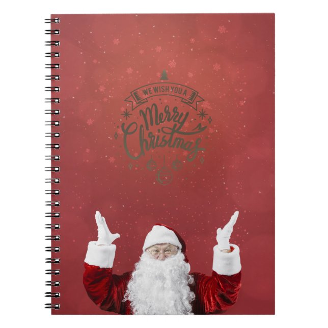 Santa Claus,Snowflakes,Red  Notebook (Front)
