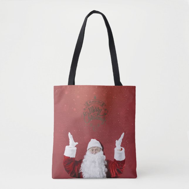 Santa Claus,Snowflakes,Red     Tote Bag (Front)