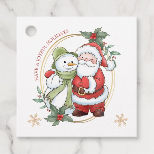 Santa Claus Snowman Christmas Favor Tags