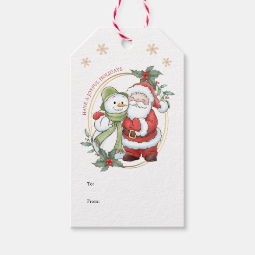 Santa Claus Snowman Christmas  Gift Tags