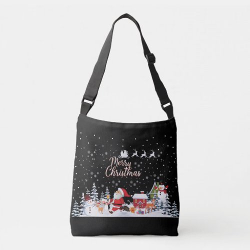 Santa Claus Snowman Merry Christmas Holiday Crossbody Bag