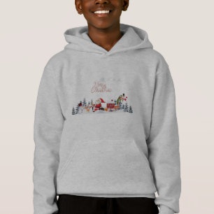 Santa Claus, Snowman Merry Christmas Holiday Hoodie