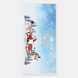 Santa Claus, Snowman Merry Christmas Holiday Magnetic Notepad