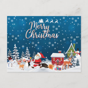 Santa Claus, Snowman Merry Christmas Postcard