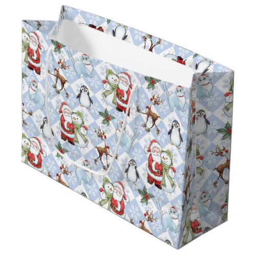 Santa Claus Snowman Rudolph Cat Large Gift Bag