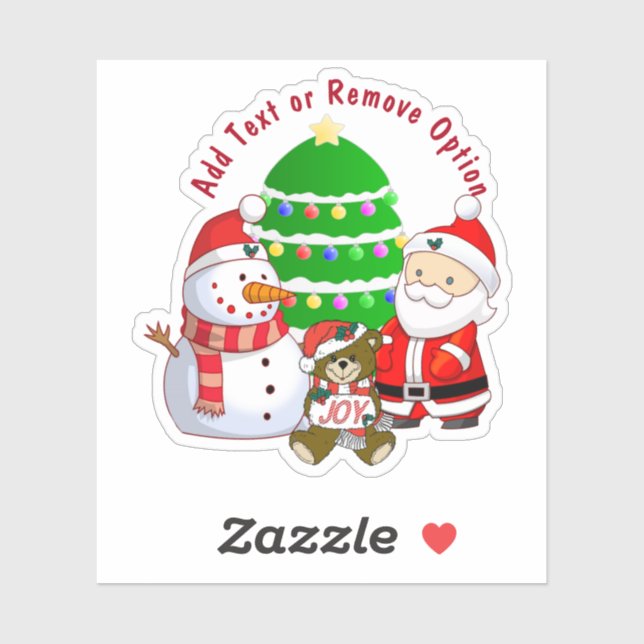 Santa Claus, Snowman, Teddy Bear Christmas Sticker (Sheet)