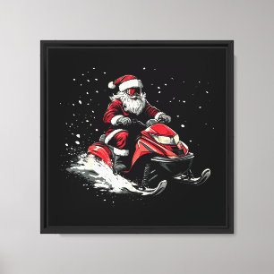 Santa Claus Snowmobile Motor Sled Funny Christmas Canvas Print