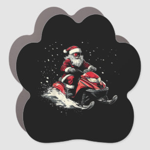 Santa Claus Snowmobile Motor Sled Funny Christmas Car Magnet