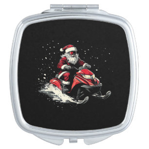 Santa Claus Snowmobile Motor Sled Funny Christmas Compact Mirror