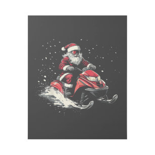 Santa Claus Snowmobile Motor Sled Funny Christmas Gallery Wrap