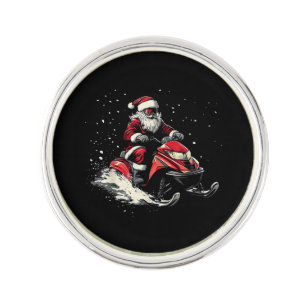 Santa Claus Snowmobile Motor Sled Funny Christmas Lapel Pin