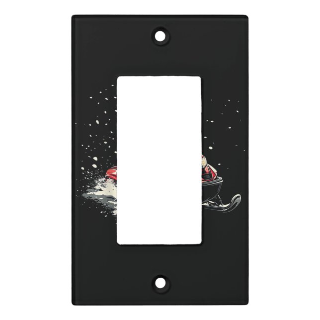 Santa Claus Snowmobile Motor Sled Funny Christmas Light Switch Cover (Front)