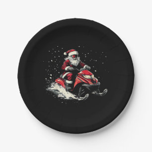 Santa Claus Snowmobile Motor Sled Funny Christmas Paper Plates