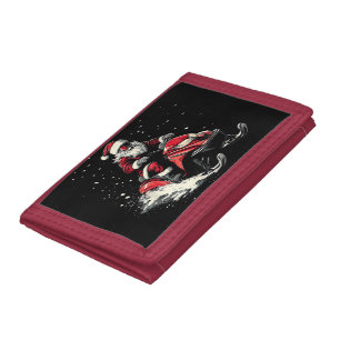 Santa Claus Snowmobile Motor Sled Funny Christmas Tri-fold Wallet