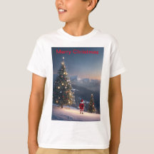 Santa Claus Snowy Mountain Kids T-Shirt