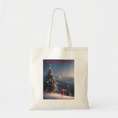 Santa Claus Snowy Mountain Tote Bag  Carry All