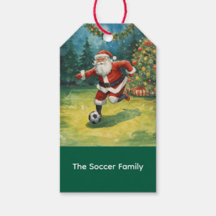 Santa Claus Soccer Christmas Party Gift Tags