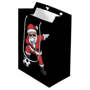 Santa Claus Soccer Dabbing Santa Gift Christmas Medium Gift Bag