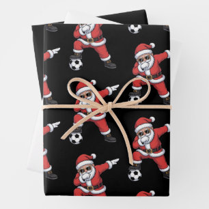 Santa Claus Soccer Dabbing Santa Gift Christmas Wrapping Paper Sheets