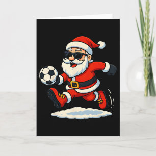 Santa Claus Soccer Sports Playing Christmas Snow X Card