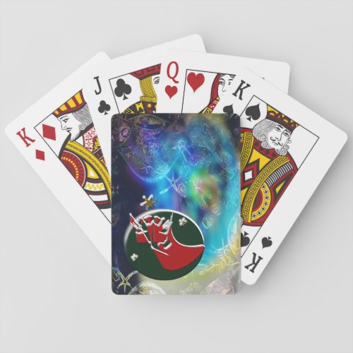 Santa Claus Sock Stardust  Poker Cards