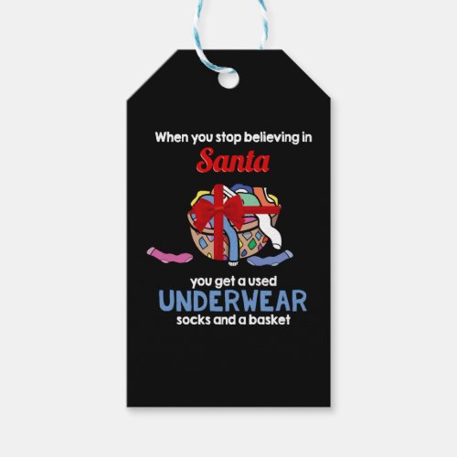 Santa Claus Socks Underwear Christmas Kids Gift Tags
