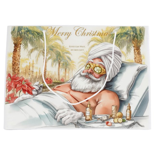 Santa Claus Spa Christmas in California Large Gift Bag (Front)