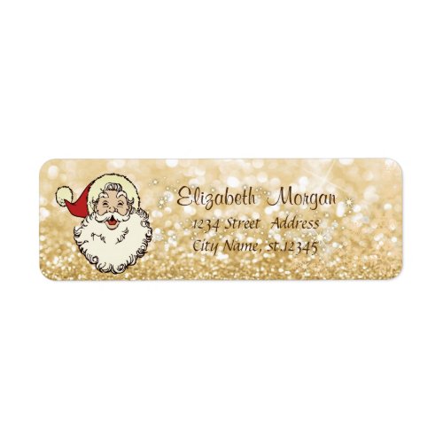 Santa ClausSparkleSnowflakesGlittery Bokeh Label