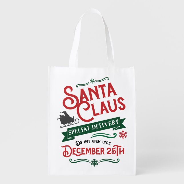 Santa Claus Special Delivery  Grocery Bag (Front)