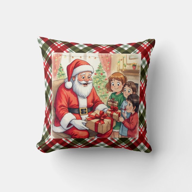 Santa Claus, Spreading Christmas Cheer, Throw Pillow (Front)