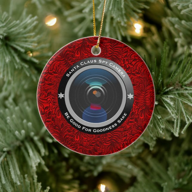 Santa Claus Spy Camera Ceramic Ornament (Tree)