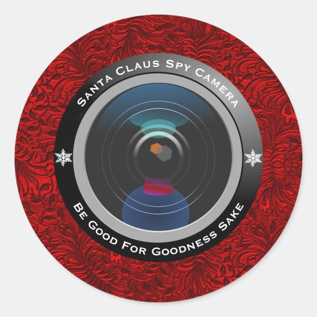 Santa Claus Spy Camera Classic Round Sticker (Front)