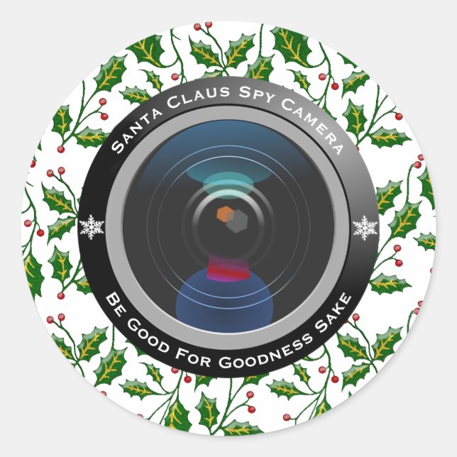Santa Claus Spy Camera Classic Round Sticker (Front)