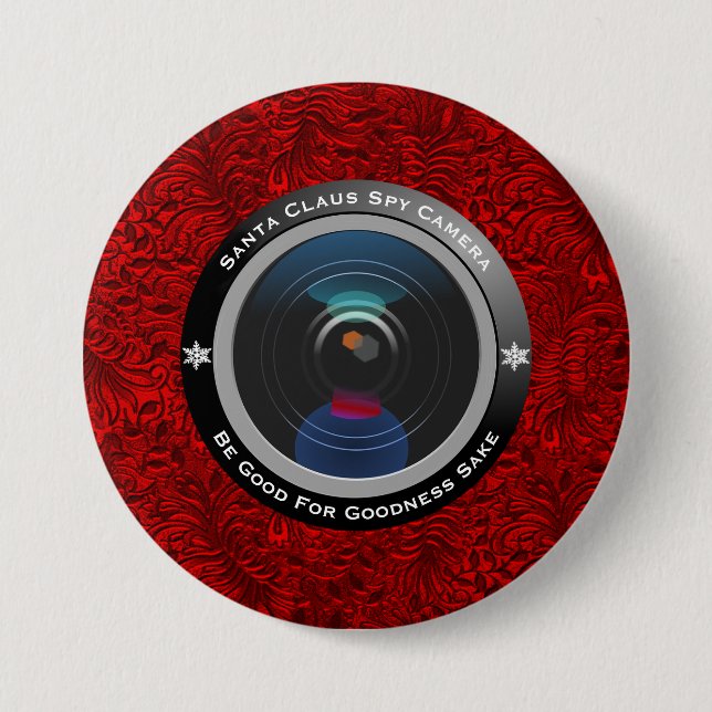 Santa Claus Spy Camera Pinback Button (Front)