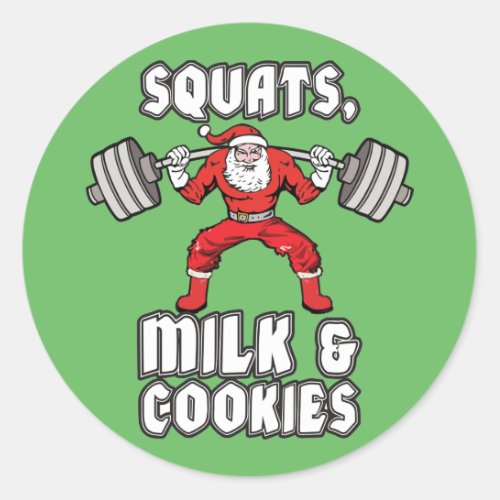 Santa Claus _ Squats Milk and Cookies Classic Round Sticker