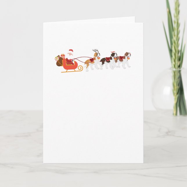 Santa Claus St Bernard Dog Reindeer Christmas Card (Front)