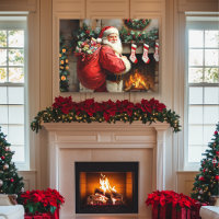 Santa Claus Standing In Front of a Fireplace