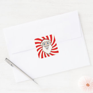 Santa Claus Starburst Screwball Graphics Square Sticker