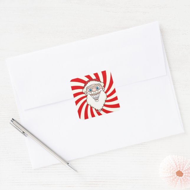 Santa Claus Starburst Screwball Graphics Square Sticker (Envelope)