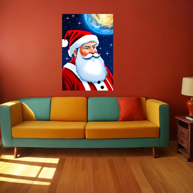 Santa Claus, stars and moon | AI Art Poster (Creator Uploaded)