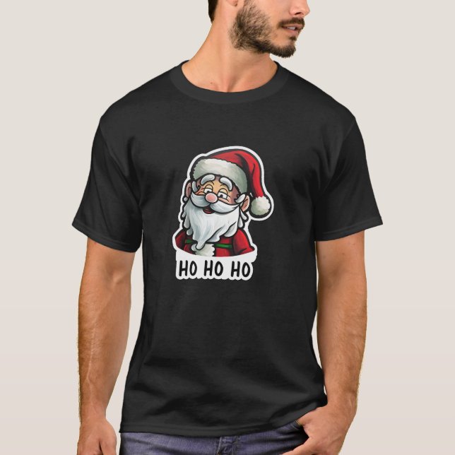 Santa Claus Sticker Art Basic Dark T-Shirt  (Front)
