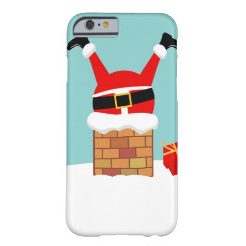 Santa Claus stuck in the chimney on the roof Barely There iPhone 6 Case