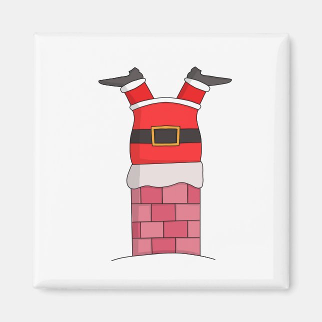 Santa Claus stuffed in the chimney Magnet (Front)