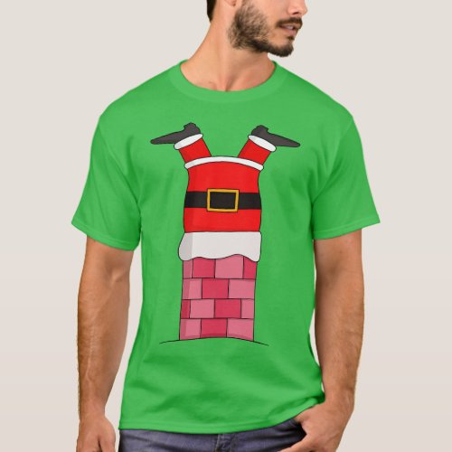 Santa Claus stuffed in the chimney T_Shirt