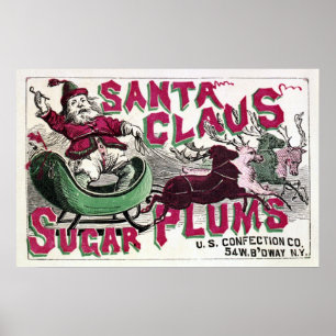 Santa Claus Sugar Plums - Vintage Christmas Poster
