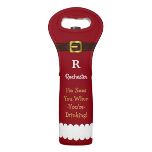 Santa Claus Suit Christmas Holiday Funny Monogram Wine Bag