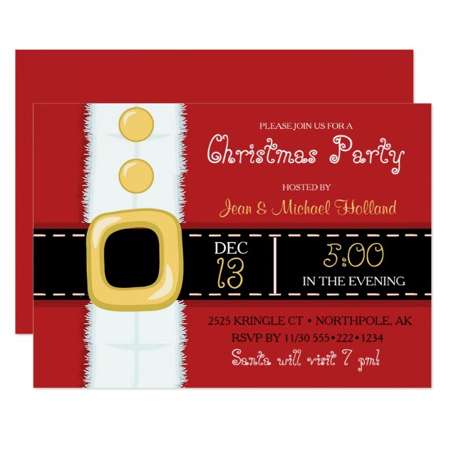 Santa Claus Suit Christmas Holiday Party Invitation